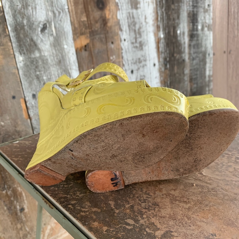 Mustard Yellow Strappy Wedges - Picture 6 of 7